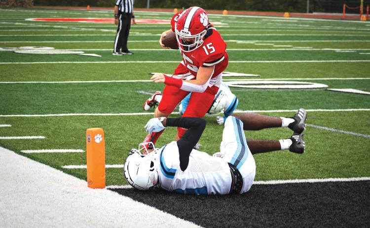 Wade Cheek/The Clayton Tribune. Rabun junior running back Reid Giles rushed for 202 yards on 26 carries to score two touchdowns in Rabun County’s 50-14 over Providence Christian Academy last Saturday, Sept. 28.