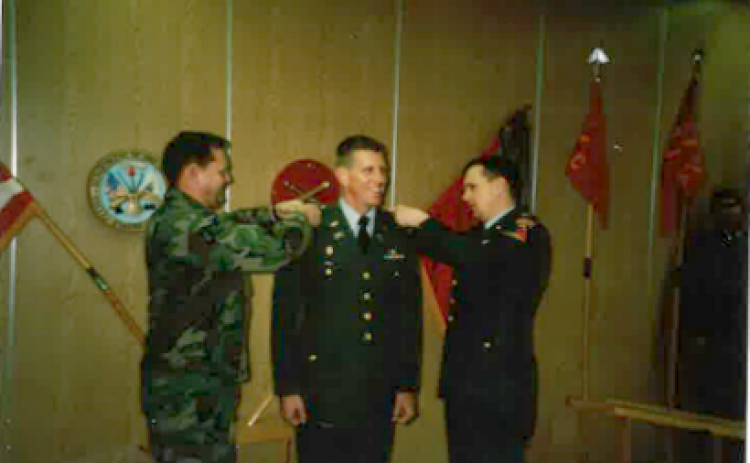 Submitted. Army veteran Jon Jones received a promotion in March of 1989. Jones retired as a Major after 20 years of military service. Below: Gary Cantwell served in the United States Army. He was deployed overseas to Vietnam in October of 1968 and returned in 1969.