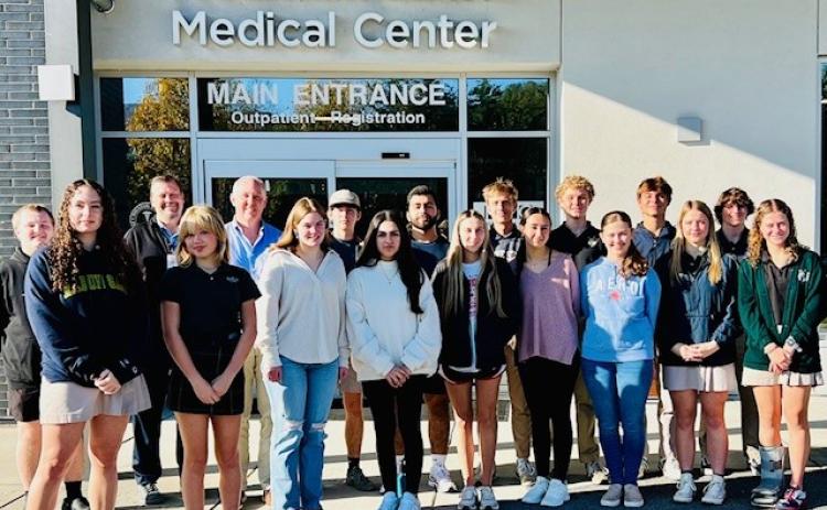 Submitted photo. Forward Rabun Youth Leadership class learns about Mountain Lakes Medical Center in Clayton.