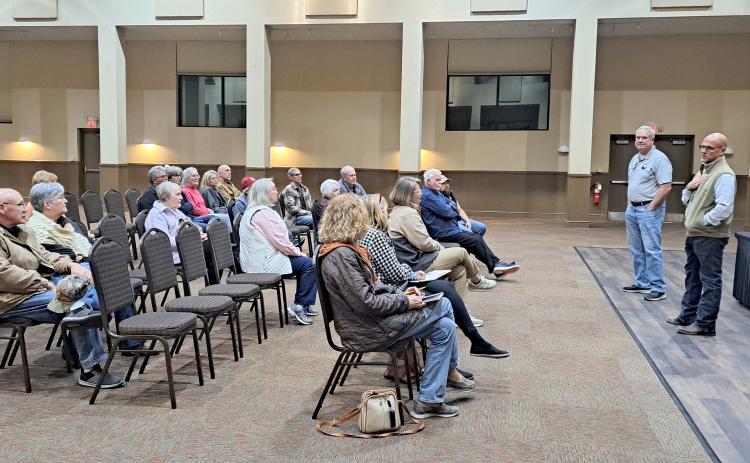 Megan Horn/The Clayton Tribune. Community members attended a public forum hosted by Rabun County Commissioners Scott Crane and Kent Woerner to gauge opinion and share information about HB 581.