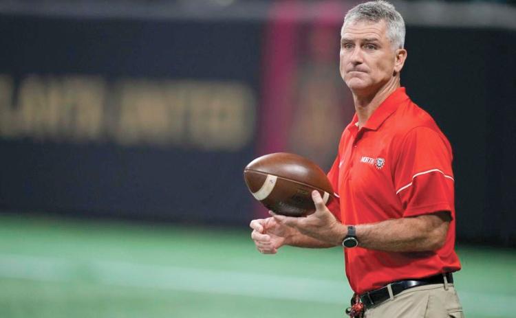 Gwinnett Daily Post/Dale Zanine. Bill Stewart,shown here during his 2017 state title-winning season at the helm of North Gwinnett High School, comes to Rabun County for the 2025 season as the defensive coordinator and strength and conditioning coach. Stewart will join new Wildcat head coach Rance Gillespie in Tiger.