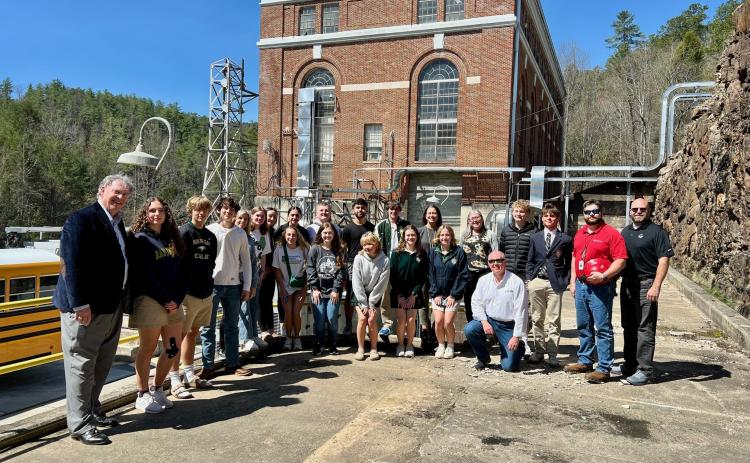 Submitted photo. Members of Forward Rabun’s Youth Leadershp spend time and tour Rabun’s Mathis Dam.