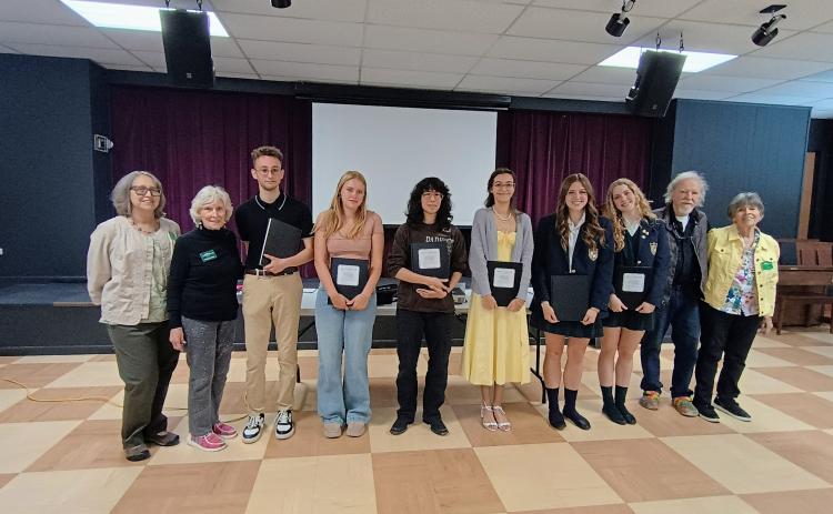 Megan Horn/The Clayton Tribune. Scholarship students include Zuri Renken at Rabun Gap-Nacoochee School; Matthew Rivera at Rabun Gap-Nacoochee School; Raegan Duncan at Tallulah Falls School; Marina Dumas at Tallulah Falls School; Samantha Cedillo at Rabun County High School; and Jaimee Scott at Habersham Central High School. Scholarship Committee members include Chairman Penny Bradley, Kathy Beehler, Dietrich Hoecht, and Helen Rogers.