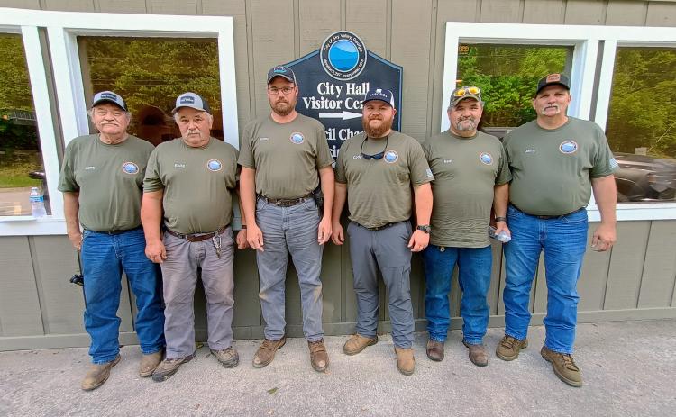 Megan Horn/The Clayton Tribune. During Tuesday’s council meeting, Sky Valley City Council members passed a proclamation for National Public Works Week May 18-24, 2025. Pictured are Sky Valley Public Works crew members Larry Randolph (left), Ricky McKay, Kenny Chastain, Cody English, Neal Chastain and Jerry Shope. Not pictured are Kevin Branca and Justin Henslee.