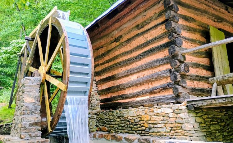 Megan Horn/The Clayton Tribune. The Gristmill water wheel is now moving as Foxfire recently refurbished the waterwheel and installed a circulating pump to get it working again in time for Heritage Days. Faircloth said the nonprofit wanted to get the water wheel up and running again because it was something visual and auditory that would appeal to the senses of visitors. He said it is historic because so many people had to use the Gristmill back in the day.
