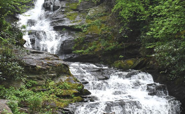 Enoch Autry/The Clayton Tribune. Mud Creek Falls in Sky Valley is one of the more than 30 named waterfalls in Rabun County, which has approximately 120 waterfalls in total.