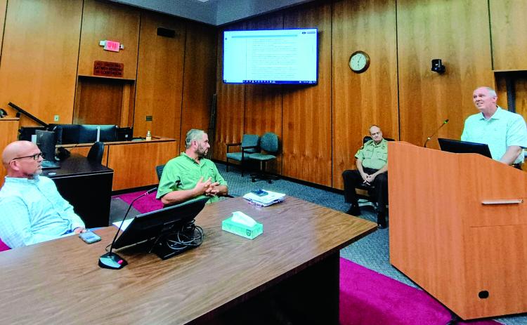 Megan Horn/The Clayton Tribune. Rick Story, director of development for Rabun County, discusses at Tuesday’s Aug. 26 Rabun County Board of Commissioners meeting potential grant funding Rabun County could receive from the Broadband Equity, Access and Deployment (BEAD) Program. The final proposal for the BEAD program is currently in a seven-day public comments phase before being submitted to the National Telecommunications and Information Administration (NTIA) for final approval.