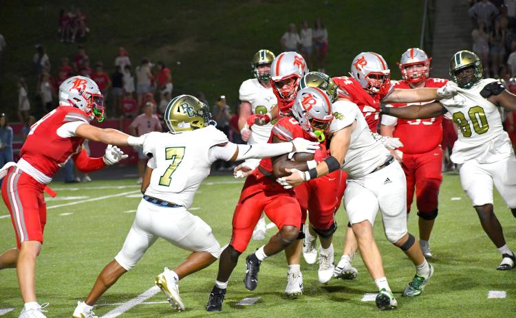 Wesley Branch/The Clayton Tribune. Rabun Gap, seen here against Baylor earlier this season, got its first win of 2025 on Sept. 5 and will have its home opener on Friday, Sept. 12.