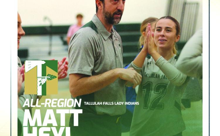 Submitted Photo. Tallulah Falls School volleyball coach Matt Heyl was named Coach of the Year in the region for the fourth consecutive year.