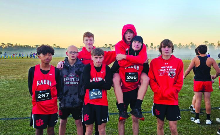 Submitted Photo. The boys cross country team from Rabun County finished 16th at the sectional meet at Jeff Davis.