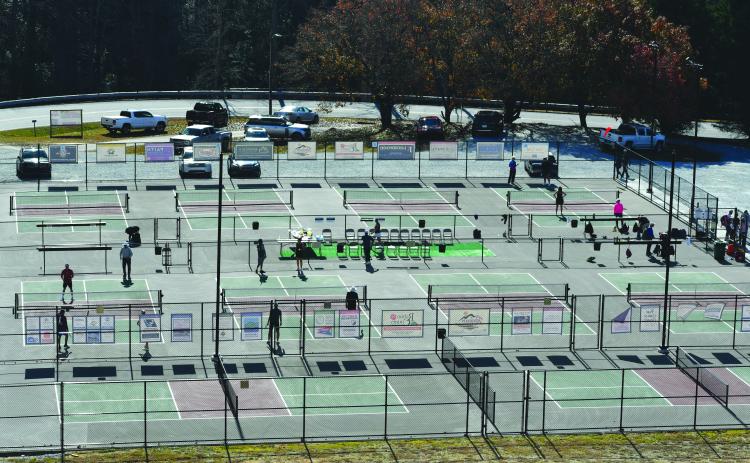 Wesley Branch/The Clayton Tribune. Rabun County continues be a destination for shopping, dining and nature, but now also for pickleball. The pickleball courts at the Rabun County Recreation Department were dedicated in a ceremony on Nov. 19.