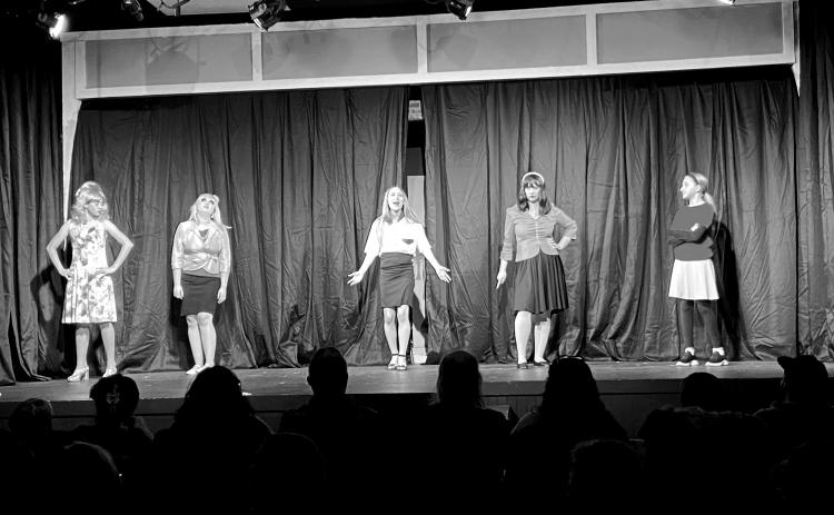 Submitted Photo. Antonella Singleton, Sara Jones, Abbie Boggs, Dannyale Williams and Johanna Haas perform “I’m a Big Girl Now” during the Fall Session Youth Theater of the North Georgia Community Players at their graduation program Saturday night, Nov. 22, at the Dillard Theater.