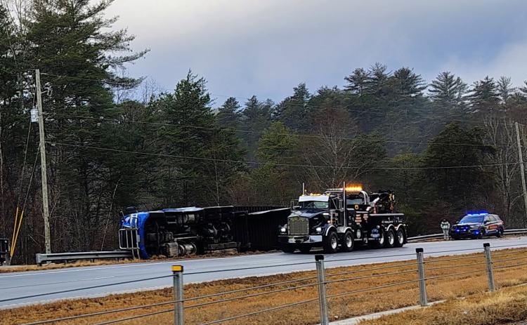 Photo courtesy of Conner Horn. This semi-truck overturned on Highway 441 in Lakemont Jan. 22 and caused traffic delays in the area. Personnel remained on scene for several hours. Multiple local crashes have been reported recently.