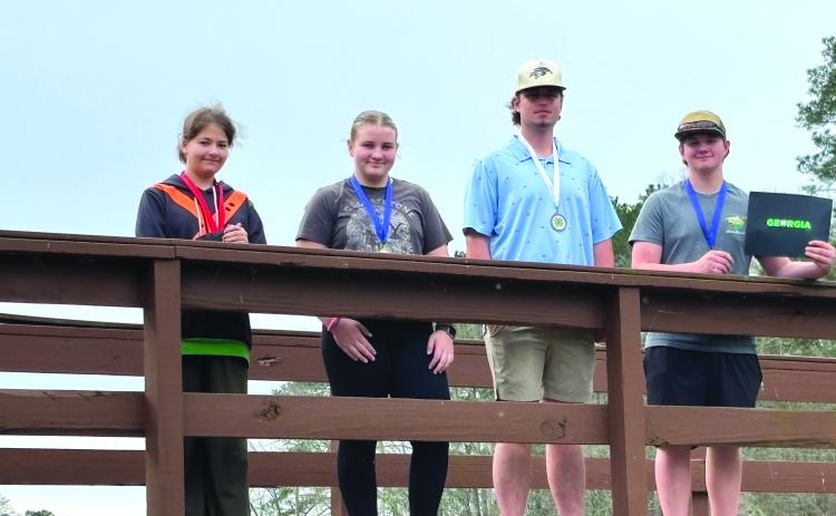Photo courtesy of Rabun County 4-H. Karsen Pendrey, left, Chloe McCrackin, Peyton Hicks, and Wesley McCrackin with Rabun County 4-H competed in the Junior/Senior District Project Achievement (DPA) competition March 6-8 in Eatonton, Ga. For the first time in several years, Rabun will have two competitors at State Congress in July.