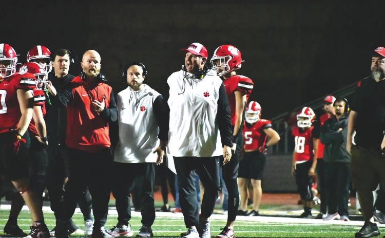 Tribune staff photo. Michael Davis reacts to a play on the field during Rabun County’s 2024 football season when Davis was the head coach. Davis has been hired at region rival Commerce as offensive coordinator.