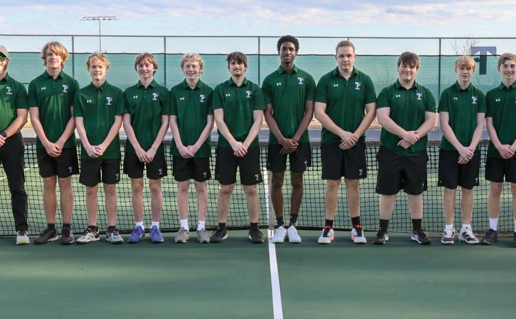 TFS Athletics. The Tallulah Falls School boys tennis team members are (above) Reilly Cox, Christian David, Jackson Davis, Dylan Johnson, Caleb Kelly, Cowen Perry, Elijah Pinney, Zeek Pruitt, Glad Puscasu, Miguel Smith.