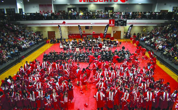 Enoch Autry/The Clayton Tribune. Rabun County High School Class of 2026 graduates celebrate their life-long accomplishment on May 22 in front of family and friends.