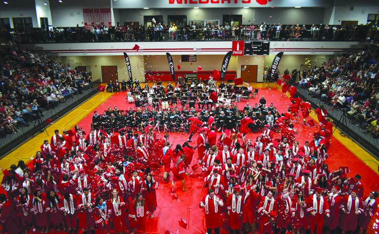 Enoch Autry/The Clayton Tribune. Rabun County High School Class of 2026 graduates celebrate their life-long accomplishment on May 22 in front of family and friends.