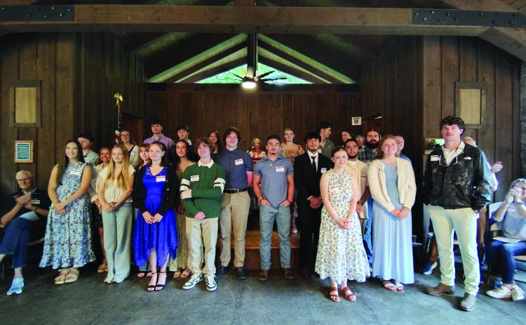 Megan Horn/The Clayton Tribune. Lake Rabun Scholarship Program students from Rabun County High School and Rabun Gap-Nacoochee School were recognized during the May 24 Lake Rabun Association annual Memorial Day meeting.