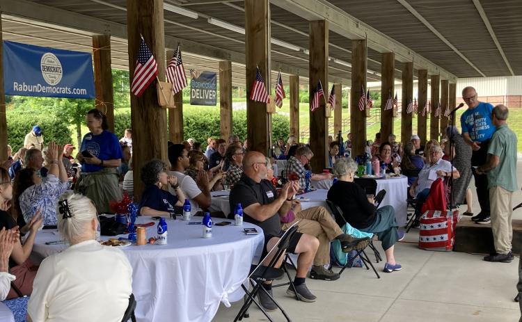 Photos courtesy of the Rabun County Democrats. Over 200 people attended the eighth annual Ninth Congressional District Blue BBQ on Saturday, May 30. Democratic candidates shared their platforms and greeted guests.