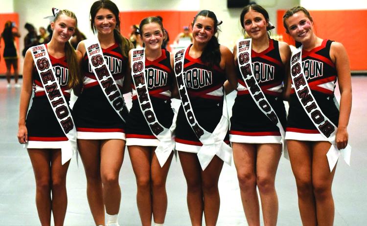 Submitted photo. The Rabun County High School rising senior cheerleaders pose for a photo during the Clemson University UCA Cheer Camp. From left to right the seniors are: Bailey Weber, Gracie Dunn, Mattie Dixon, Ella Weber, Kate Church and Emma Krivsky.