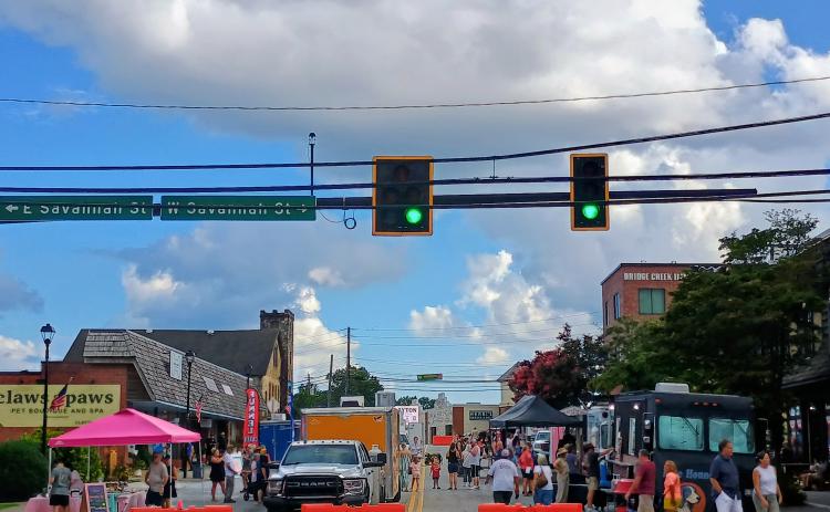 Megan Horn/The Clayton Tribune. Over 100 classic automobiles “cruised-in” to downtown Clayton on Saturday, Aug. 8, for the Block Party & Cruise In. Hundreds of people attended the family-friendly event that featured classic automobiles, food trucks, music and local shopping and dining.