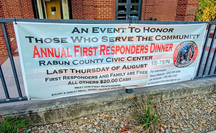 Megan Horn/The Clayton Tribune. Community members are invited to help honor our first responders on Thursday, Aug. 27, at the Rabun County Civic Center for the fourth annual First Responders’ Appreciation Dinner. The event will have food, music, a raffle and much more.