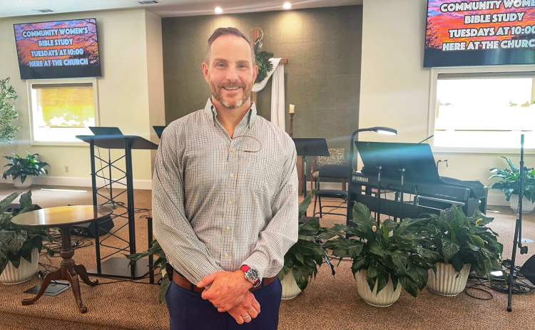 Submitted photo. Brian Blacklock stands in the sanctuary at Grace Chapel. Blacklock will begin serving as lead pastor on Aug. 3.