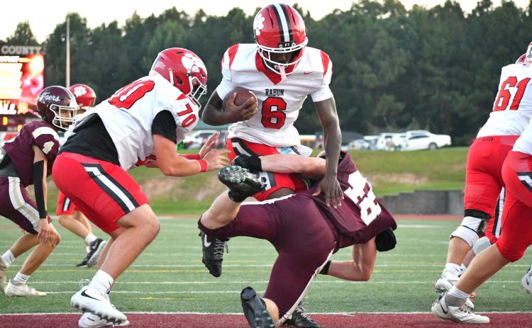 Enoch Autry/The Clayton Tribune. Senior running back JK Fruster goes in for the first of his three rushing touchdowns as the Wildcats move to 2-0 on the season.