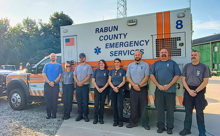 Megan Horn/The Clayton Tribune. The mission of Rabun County Emergency Medical Services (EMS) is to continue to provide the best top quality patient care to all patients. Pictured from left are shift crew members Jared Coleman, Ainsley Lauder, Tate Nichols, Vanessa Welch, Annie Lawson, Logan Carnes, Josh Hickox and Kelly McDonald. The organization has many dedicated first responders.