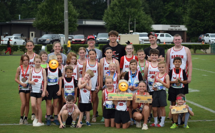 Submitted Photo. Pictured are some of Rabun County Recreation Department cross country runners after the first meet at Athens Christian.
