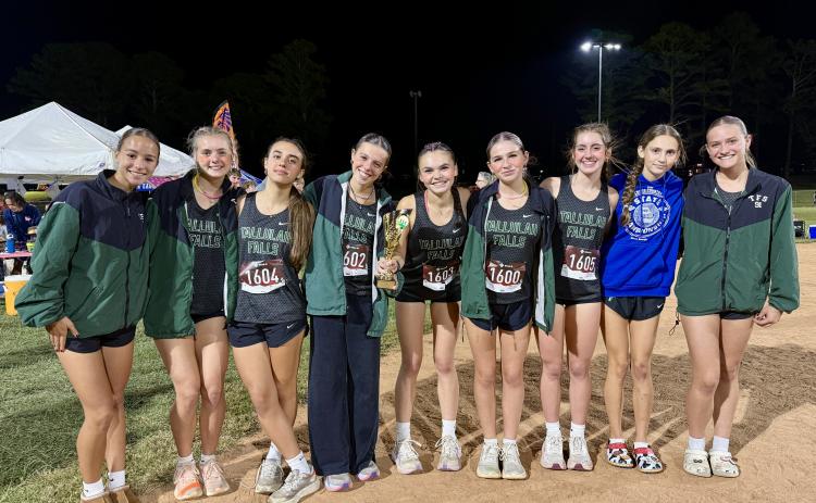 Submitted photo. The Lady Indian cross country team from Tallulah Falls took first place at the Pickens and Grinnin.