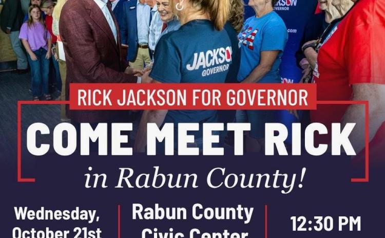 Meet Rick Jackson in Rabun County on Wednesday, Oct. 21 at 12:30 p.m. 