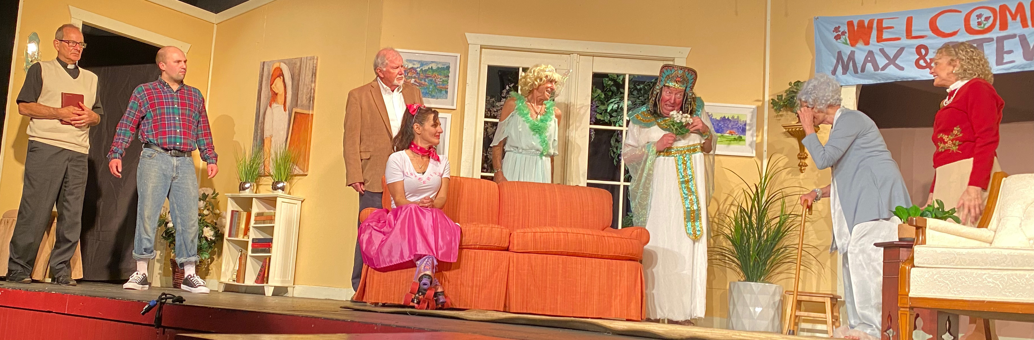 The members of the North Georgia Community Players will perform “Leading Ladies” Friday, Saturday and Sunday. Cast members are Steven Webster (Rev. Wooley), James Cash (Butch), Ron Leslie (Doc), seated Julie Best (Audrey), Ricky Siegel (Jack/Stephanie), David Spivey (Leo/Maxine), Susan Kent (Florence Snider), and Julie Harris (Margaret “Meg” Snider). Tickets are $12-$20 and shows will be at the Dillard Playhouse.