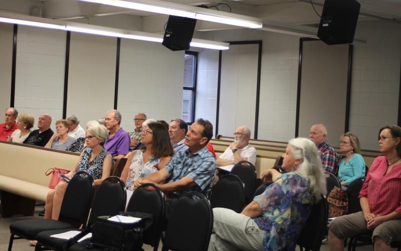 Megan Broome/The Clayton Tribune. Members of the community participate in discussion about what to put in the Rabun County Joint Comprehensive Plan at a meeting at the Clayton Municipal Complex on Monday. This was one of several scheduled meetings in different municipalities. 