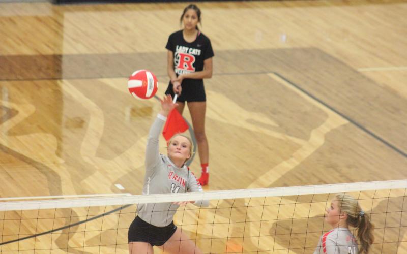 Rabun County’s Ali Ramey attempts a return against Prince Christian Avenue during a match at Ken Byrd Court in Tiger on Tuesday night. (Glendon Poe/The Clayton Tribune)