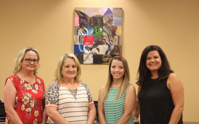 Megan Broome/The Clayton Tribune. Rita Llewellyn, left, Tammy Lott, Megan Hunnicutt and Heather Spivey are new teachers at Rabun County Primary School. 