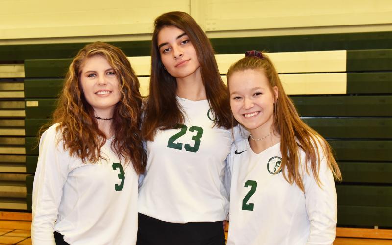 Shown, from left, are senior players Lillie Free of Clarkesville, Vjera Radovic of Montenegro and Kate Blackburn of Demorest. (Photo courtesy of Tallulah Falls School)