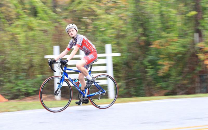 Karen Clark/North Georgia Technical College. Tallulah Falls School freshman Gavin Atkinson of Cleveland during the 2019 Twin Rivers Challenge, a fundraiser for student scholarships at Tallulah Falls School. 