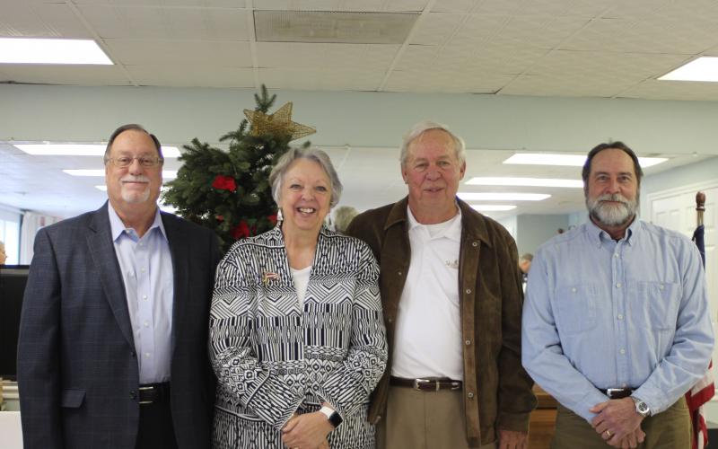 Megan Broome/The Clayton Tribune. The city of Sky Valley swore in their newly-elected officials at their city council meeting on Tuesday. From left, Councilmember Bill Oliver, Mayor Hollie Steil, Council Member Ed Morley and Council Member Bruce Turner. They joined Council Members Jim Curtis and Moody Barrick. 