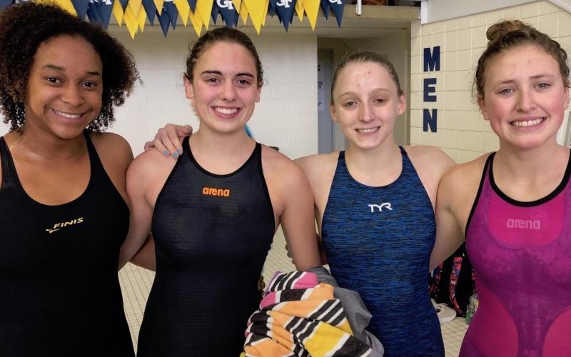 Submitted photo by Tallulah Falls School The relay team of freshman Samantha Hartman of Clermont, junior Halle Weyrich of Alto, sophomore Tamia Moss of the Bahamas and Reid Kafsky swam to a season-best time of 1:51.22 in the 200-yard freestyle relay. The girls placed 47th overall.