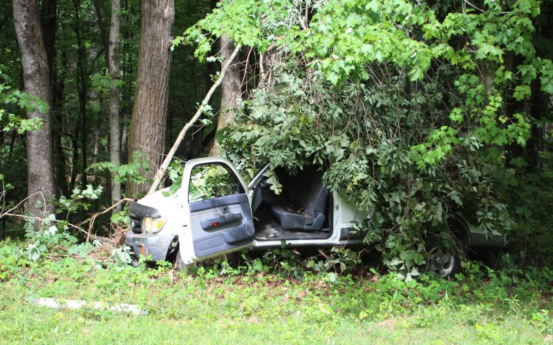 Megan Broome/The Clayton Tribune. An 83-year-old Rabun Gap man died after attempting to negotiate a curve in his 1998 Toyota Tacoma Xtracab on Ga.15 near Mountain City Rd. in Clayton on Monday. 