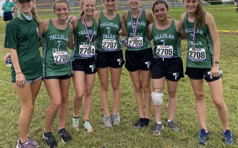 Photo courtesy of Tallulah Falls School. The Tallulah Falls School girls cross-country runners placed second in the high school junior varsity division last Saturday at the North Georgia Championships in Jefferson.