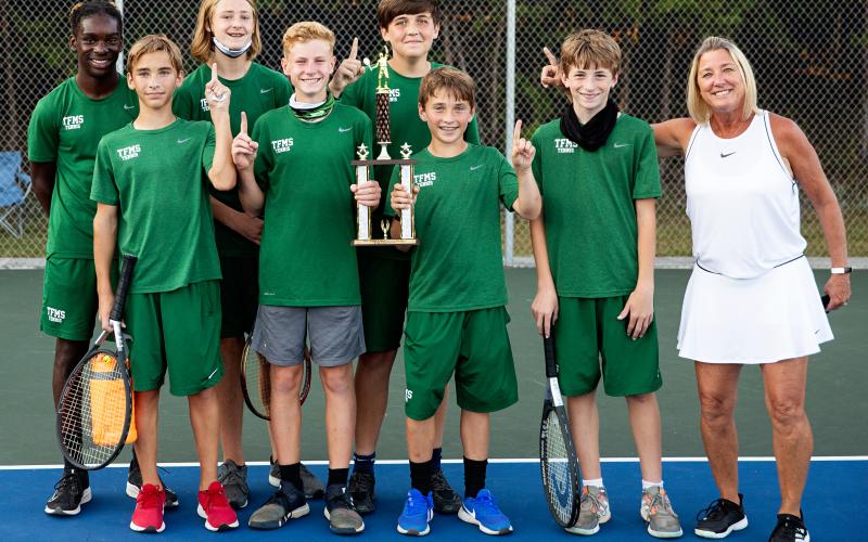 Photo courtesy Tallulah Falls School. The Tallulah Falls boys middle-school tennis team won league championships earlier this month. 
