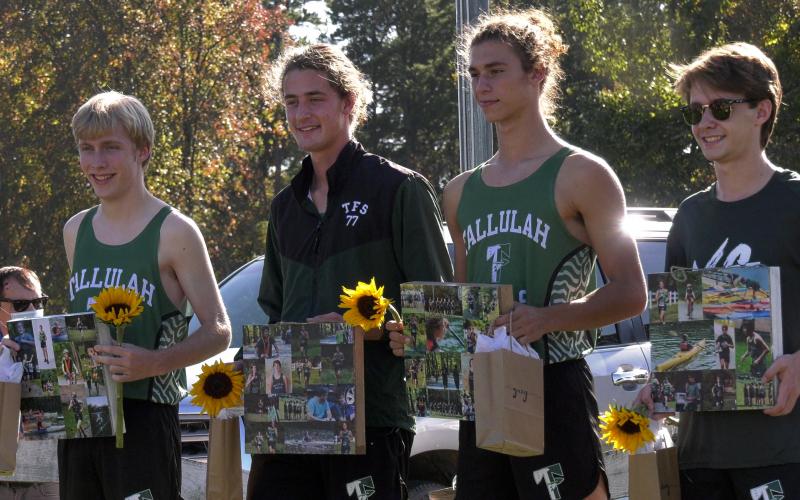 Submitted photo. Tallulah Falls honored its seniors: Grey Bourlet, Collin Kelly, Chaz Mullis,  and Eli Sims. 