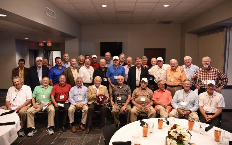 Submitted photo The Troy State national championship team held its 50-year reunion and celebration in 2018. Former Rabun County Wildcat Jim Gillespie is second from left on the front row.