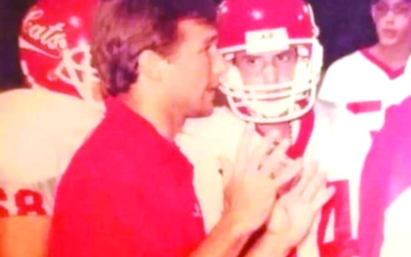 Submitted photo. TURNING BACK THE CLOCK: UGA head coach Kirby Smart is seen here in the 1990s serving as a community coach with the Rabun County Wildcats when his father Sonny was a RCHS assistant coach.