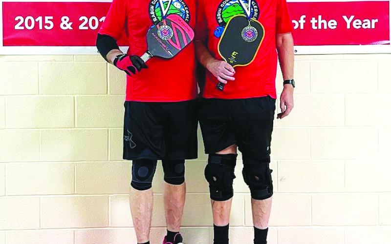Photography by Tribune staff and Rabun County Recreation Department staff. Rabun County Recreation Department Director Roy Quilliams (left) and Danny Burch secured gold at the 4.0 level for men’s doubles from ages 60 to 69.  