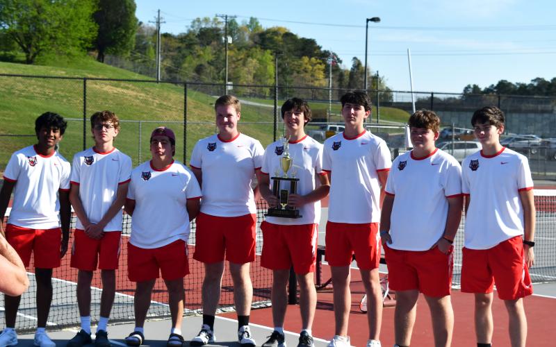 Luke Morey/The Clayton Tribune. The Rabun County Wildcat tennis team fell to Tallulah Falls in the region tournament on Wednesday, April 12. Both the boys and girls Rabun County tennis teams now enter the GHSA Playoffs as the No. 2 seed in region. 