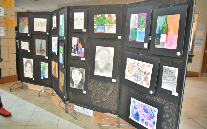 Megan Broome/The Clayton Tribune. RCMS and RCHS students showcase their art at the end-of-the-year art showcase in the FAB Friday, May 12. 